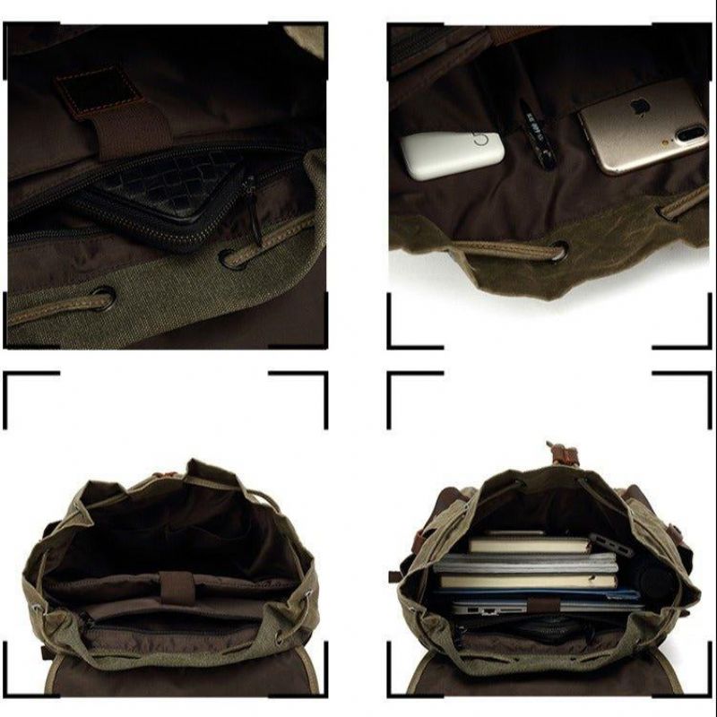 Kožený Plátenný Batoh Pre Mužov S Rukávom Na Notebook