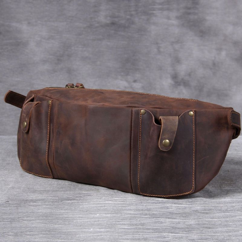 Pánska Kožená Crossbody Kabelka S Nastaviteľným Opaskom